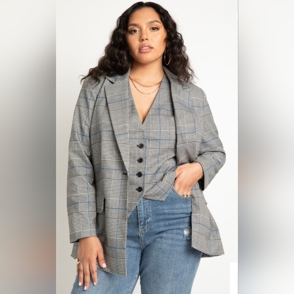 Eloquii womens plus size plaid blazer size 14 - Picture 1 of 6